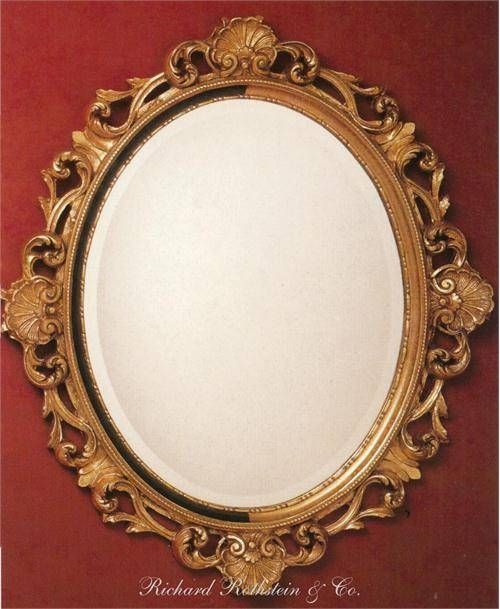 Elegant French Style Ornate Gold Oval Mirror From Richard Rothstein For Oval French Mirrors (Photo 11 of 30)