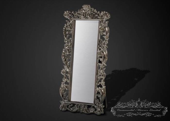 Emperor Silver Leaf Free Standing Full Length Mirror Regarding Silver Full Length Mirrors (View 7 of 30)