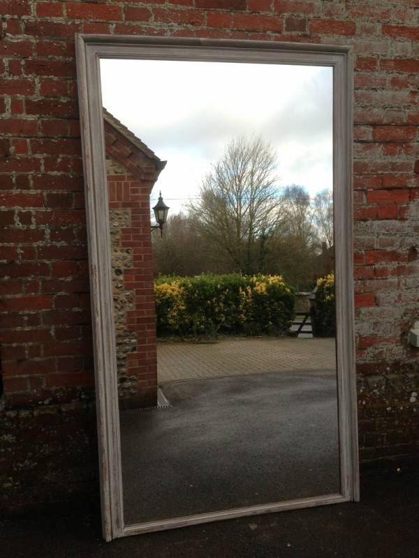 Extra Large Antique French Distressed Painted Mirror (View 12 of 30)