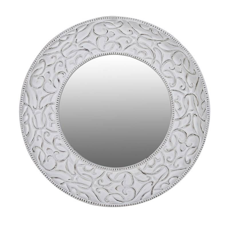 Extra Large Round White Shabby Chic Mirror 121cm Round White For Round Shabby Chic Mirrors (View 6 of 30)