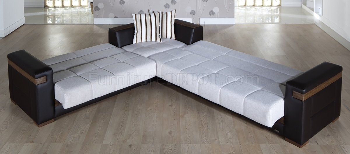 Fabric Dark Leatherette Convertible Sectional Sofa Bed For Sectional Sofa Beds (Photo 13 of 15)