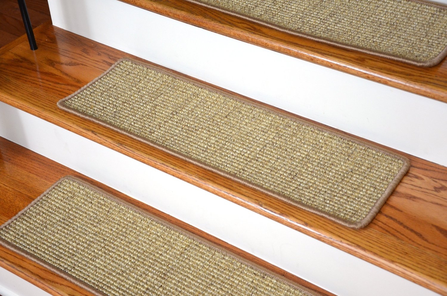 Flooring Beige Non Slip Stair Treads On Wooden Steeping Stair For Intended For Nonslip Stair Tread Rugs (Photo 1 of 20)