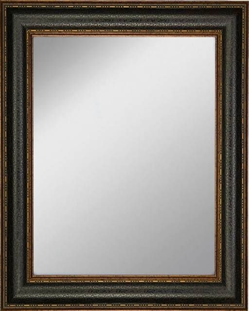 Framed Mirror 22.75"x26.75", With Black Leather Look Design Frame Pertaining To Leather Wall Mirrors (Photo 20 of 20)
