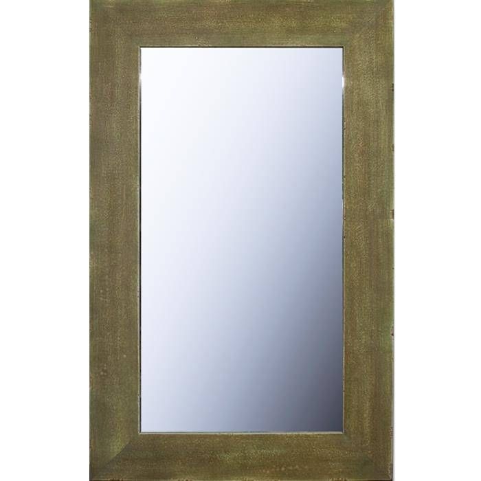 Framed Mirror In A 3 1/2 Wide Hand Waxed Distressed Green Painted Within Distressed Framed Mirrors (Photo 16 of 30)