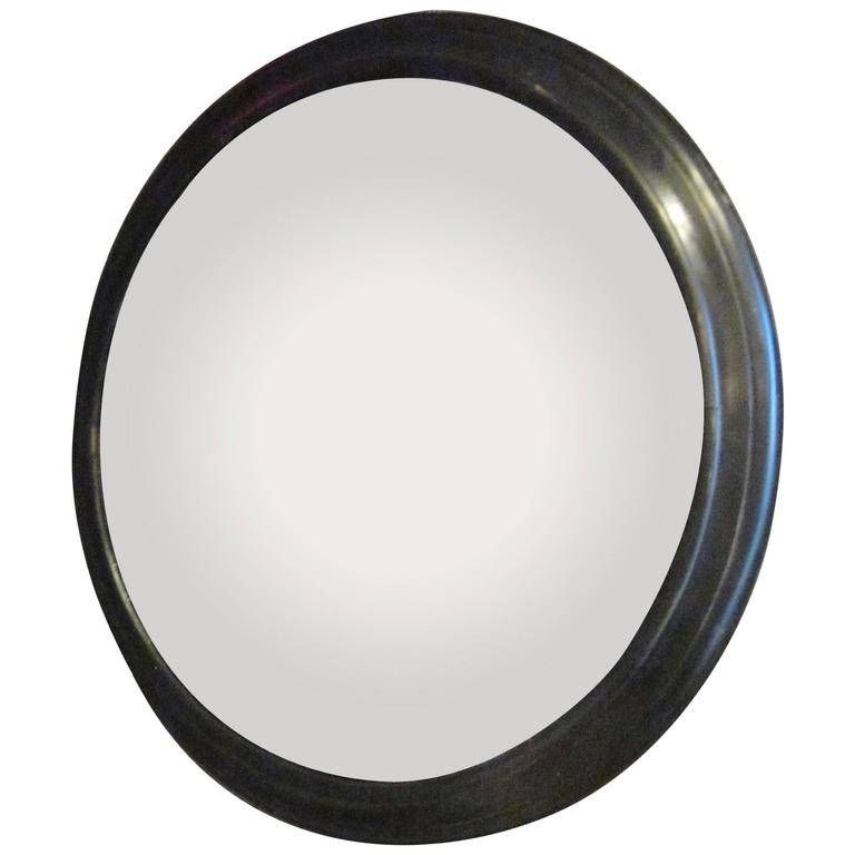 French Napoleon Iii Extra Large Round Convex Mirror In Black Frame Regarding Round Convex Mirrors (Photo 20 of 20)
