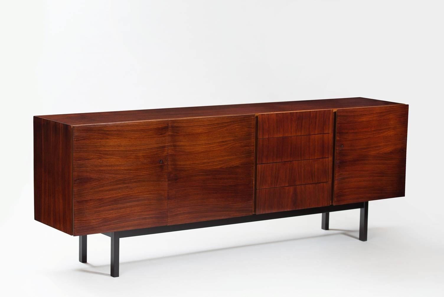 French Rosewood Sideboard With Metal Legs For Sale At Pamono Pertaining To Metal Sideboards (Photo 13 of 20)