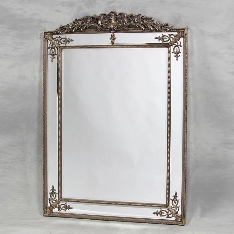 French Silver Cimiero Mirror With Crest 192 X 134cm French Style Intended For Silver French Mirrors (Photo 7 of 20)