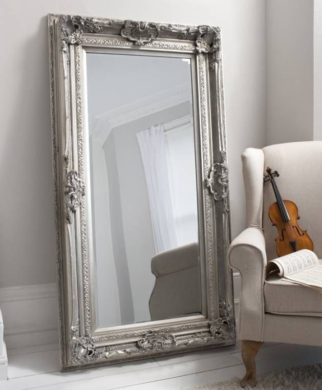 French Silver Louis Leaner Mirror Throughout Silver Vintage Mirrors (Photo 6 of 30)