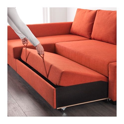 Friheten Corner Sofa Bed With Storage Skiftebo Dark Orange Ikea Within Orange Ikea Sofas (View 4 of 15)