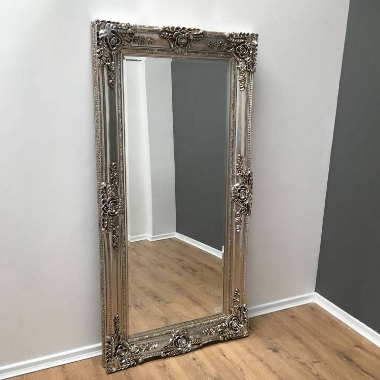 Full Length Champagne Silver Antique Effect Mirror 200 X 100cm For Silver Antique Mirrors (View 10 of 20)