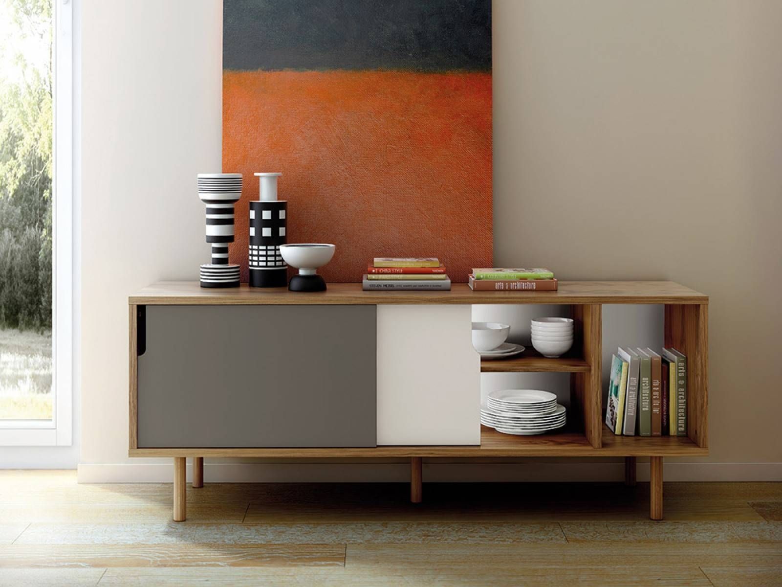 Furniture: Beautiful Profile Modern Sideboard For Living Room Inside Sideboard Modern Contemporary (View 6 of 20)