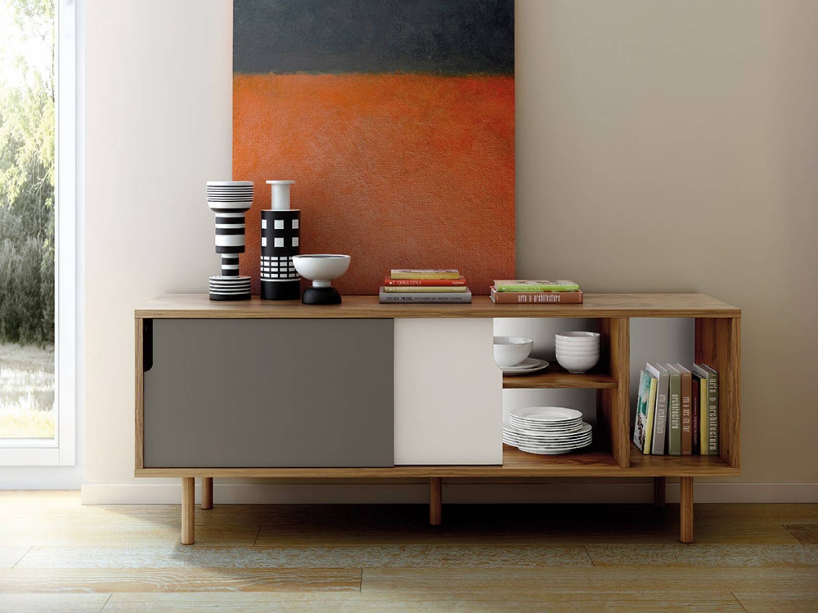 Furniture: Beautiful Profile Modern Sideboard For Living Room Regarding Sideboards Contemporary (Photo 1 of 20)