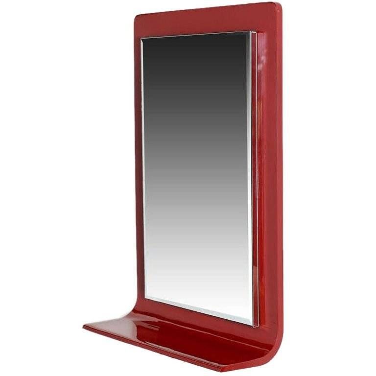 Gampel Stoll Red Lacquered Wall Mirror With Integral Console At Regarding Red Wall Mirrors (Photo 1 of 30)