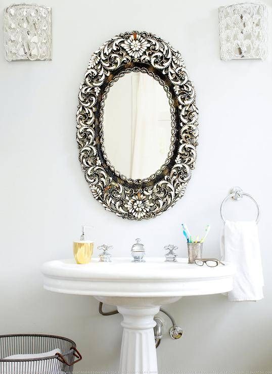Gold Ornate Mirror – Transitional – Bathroom – Anne Coyle Interiors With Ornate Bathroom Mirrors (Photo 7 of 20)