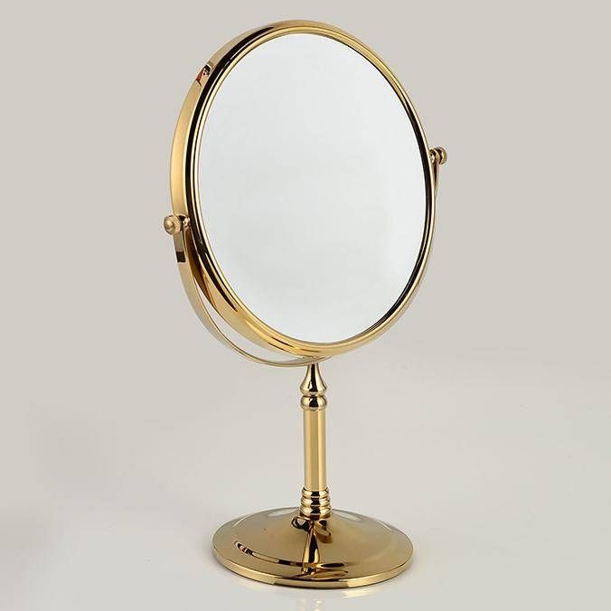 Gold Plating Copper Framed Dressing Table Top 2 Faced Swivel For Gold Table Mirrors (Photo 3 of 20)