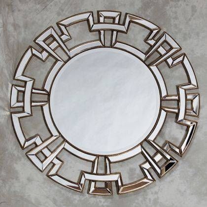 Gold Round Mirror Aztec Art Deco Large Wall Mirror Stylish Classic Pertaining To Round Venetian Mirrors (Photo 17 of 30)
