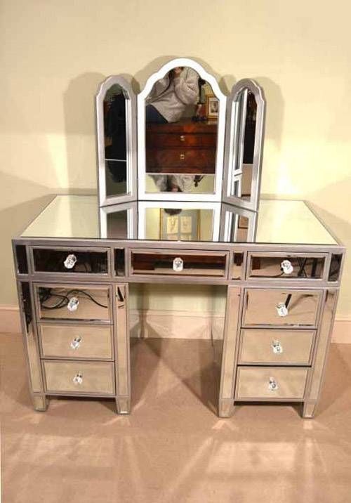 Gorgeous Art Deco Mirrored Dressing Table With Mirror Pertaining To Art Deco Dressing Table Mirrors (Photo 4 of 20)