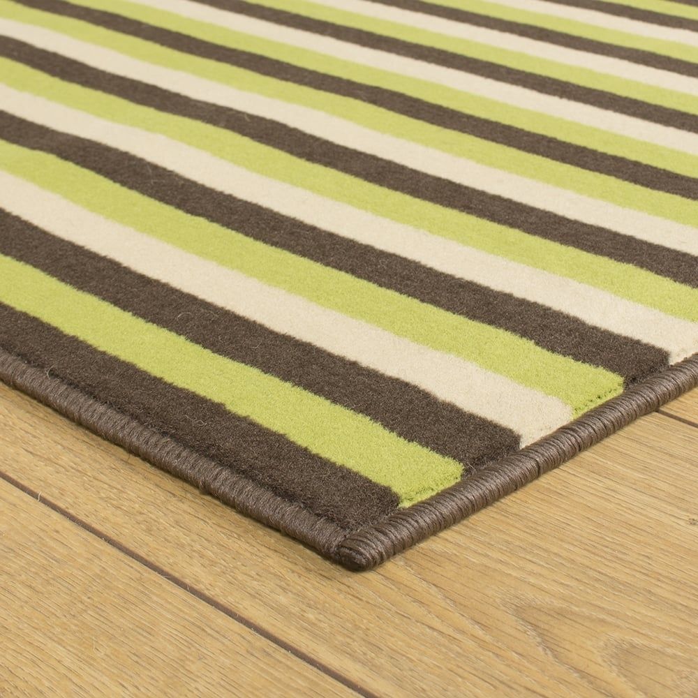 Green Brown Cream Hallway Carpet Runner Striped With Regard To Hall Runners Green (View 14 of 20)