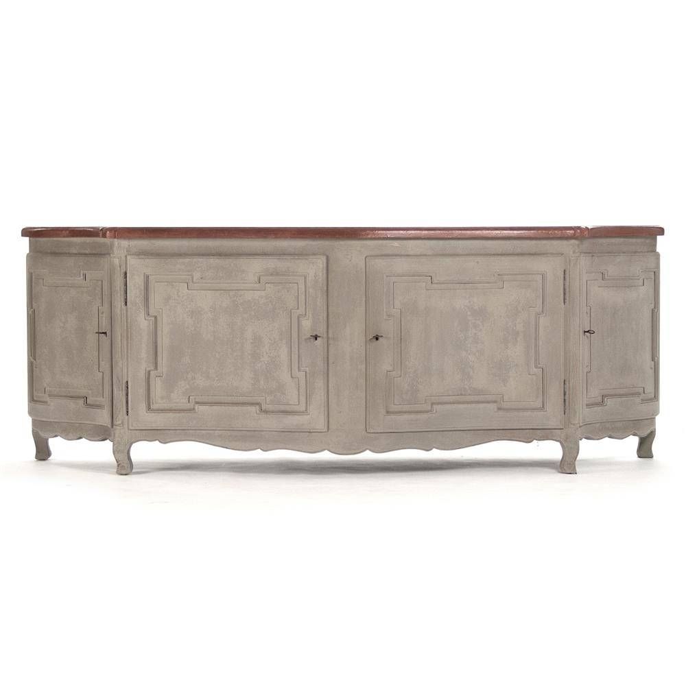 Grenelle French Country Style Antique Grey Long Sideboard Chest In French Country Sideboards (Photo 14 of 20)