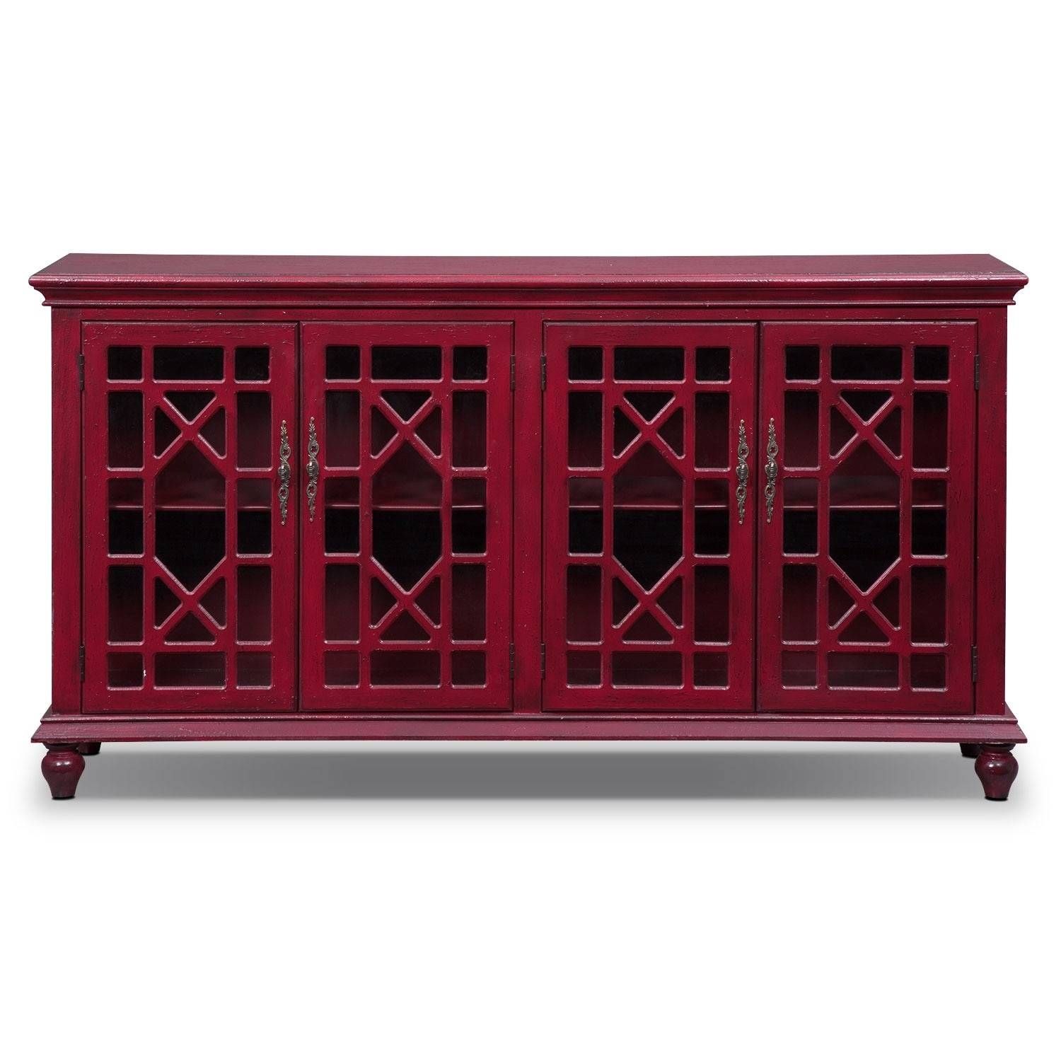 Grenoble Media Credenza – Red | Value City Furniture With Regard To Red Sideboards (View 17 of 20)