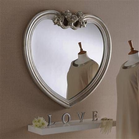 Heart Shaped Mirror With Champagne Silver Frame 97 X 91cm Heart Intended For Heart Wall Mirrors (Photo 10 of 20)