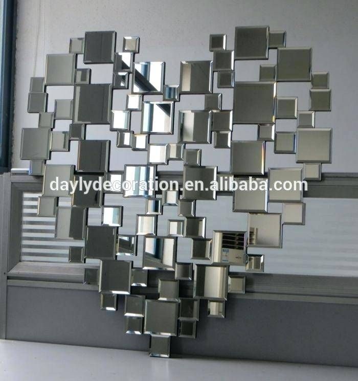 Heart Shaped Wall Clock Mirror Stickers Decalheart For Large For Heart Shaped Mirrors For Walls (Photo 16 of 30)