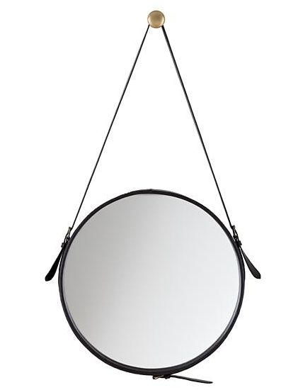 High Vs. Low: Round Leather Mirrors Regarding Black Leather Framed Mirrors (Photo 14 of 30)