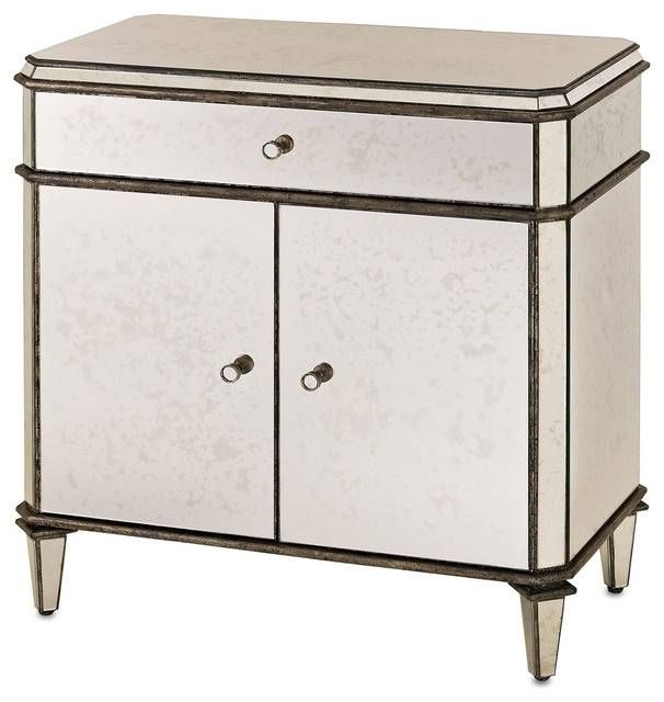 Hollywood Regency Antique Mirror Nightstand – Transitional Intended For Bedside Tables Antique Mirrors (View 1 of 20)