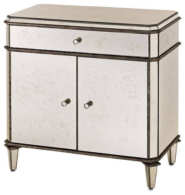 Hollywood Regency Antique Mirror Nightstand – Transitional Intended For Bedside Tables Antique Mirrors (Photo 1 of 20)