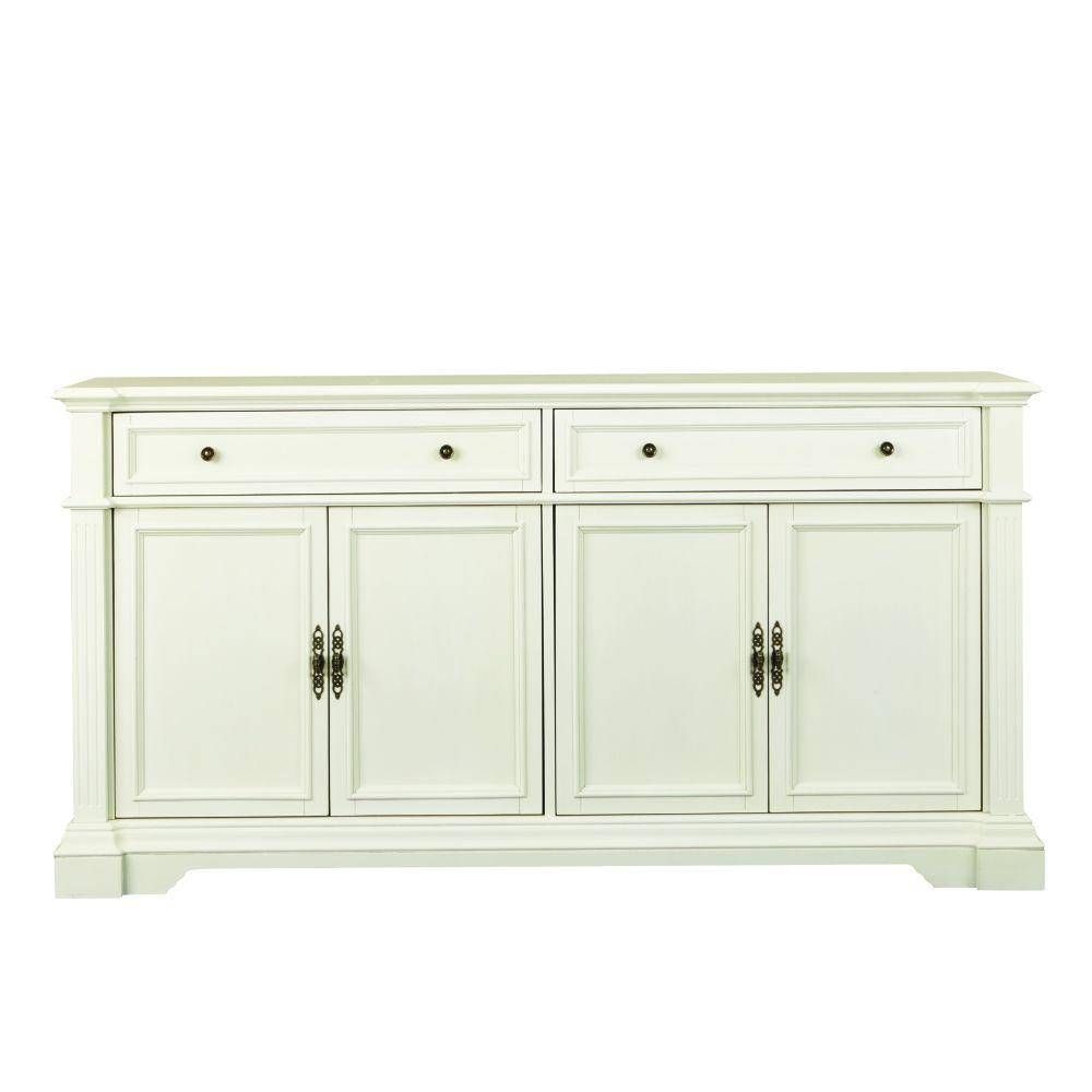 Home Decorators Collection Bufford Antique Ivory Buffet 9485300410 Intended For White And Wood Sideboard (Photo 7 of 20)
