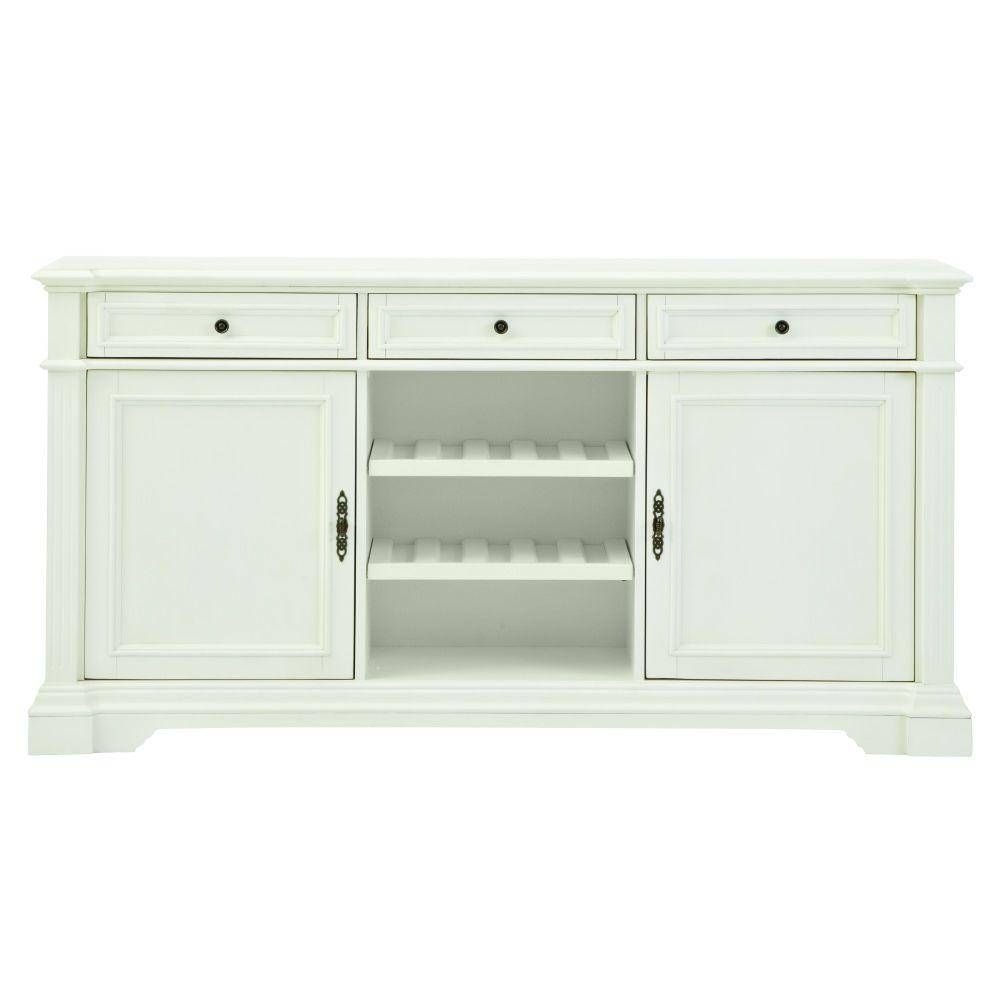 Home Decorators Collection Bufford Rubbed Ivory Buffet 9485000410 Intended For White And Wood Sideboard (Photo 18 of 20)