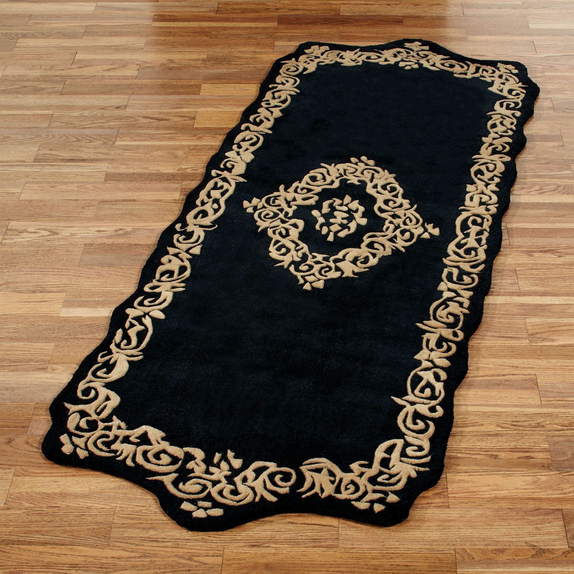 Imperial Scroll Sculpted Wool Area Rugs Throughout Black Runner Rugs For Hallway (View 12 of 20)