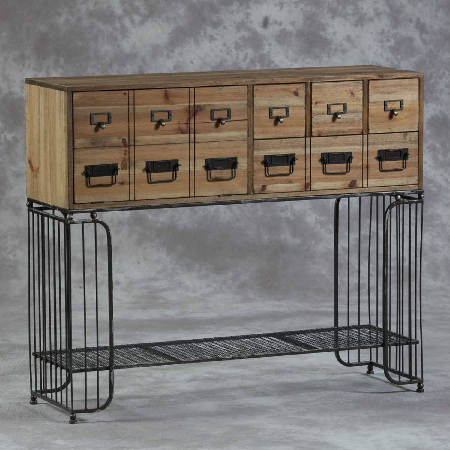 Industrial Multi Drawer Wood And Metal Sideboard Cabinet With Cupboard With Multi Drawer Sideboard (Photo 20 of 20)