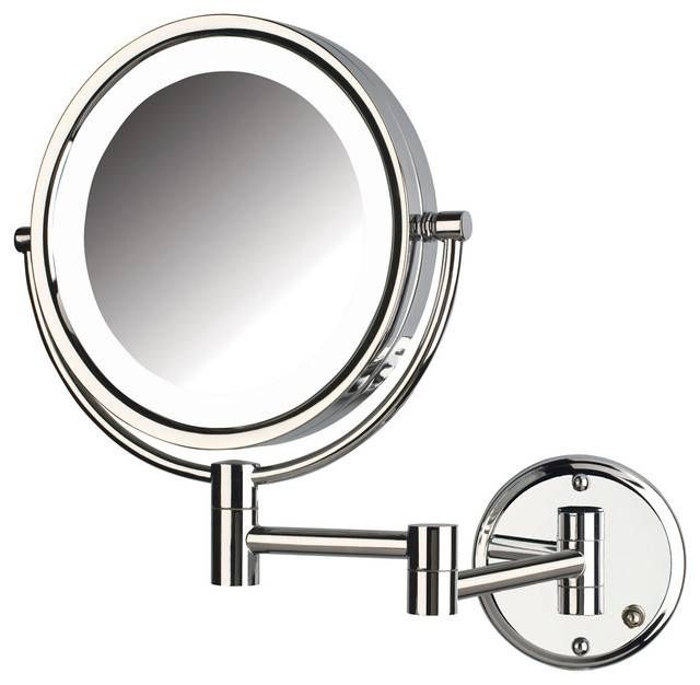 Jerdon Hl88cld 8x Magnified Lighted Wall Mount Mirror, Chrome With Chrome Wall Mirrors (Photo 13 of 20)