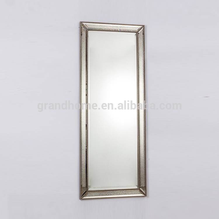 Jiangmen Factory Wall Mount Antique Silver Beading Solid Wood Full In Silver Full Length Mirrors (Photo 16 of 30)