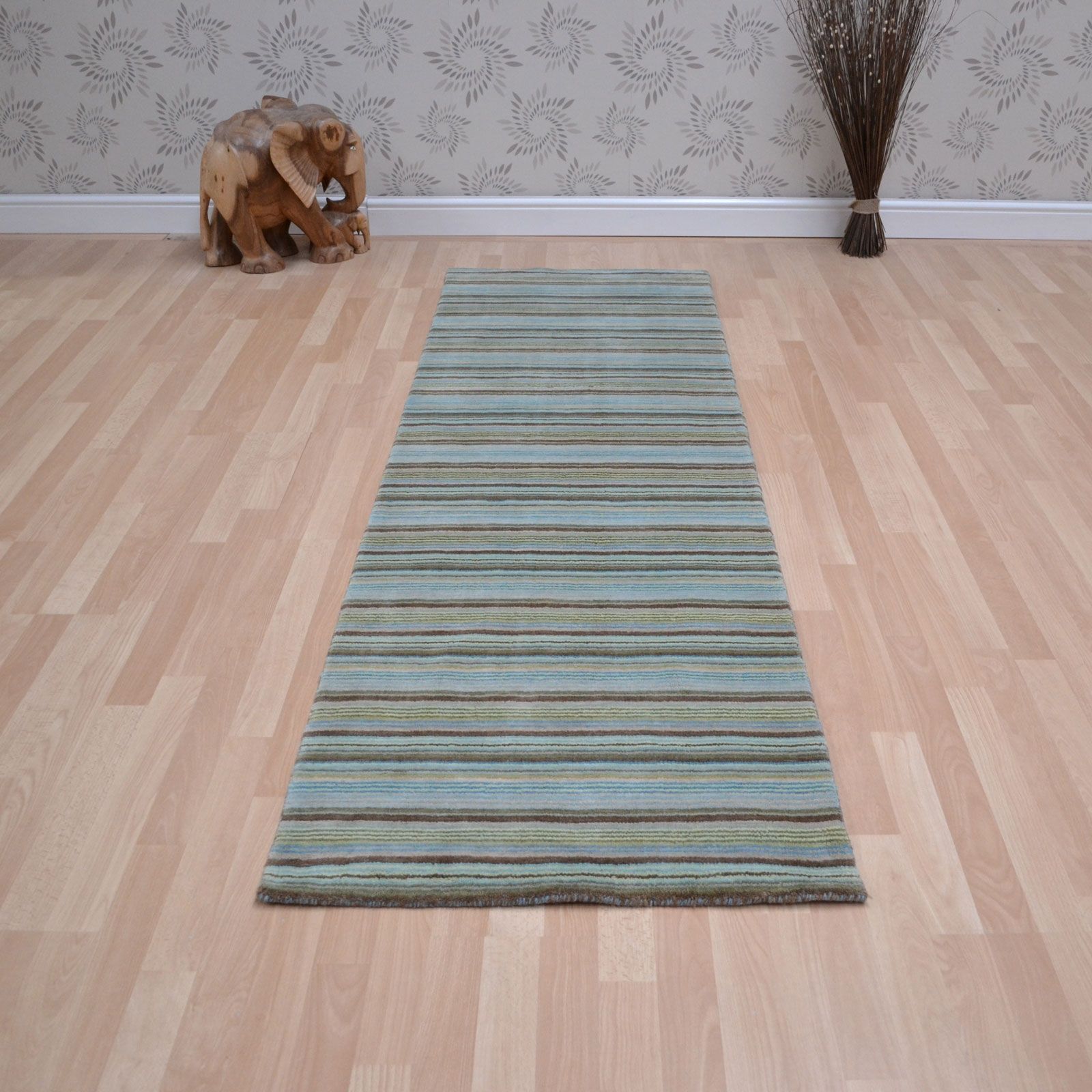 Joseph Hallway Runners In Blue Green Free Uk Delivery The Rug Regarding Hallway Runners Green (View 3 of 20)