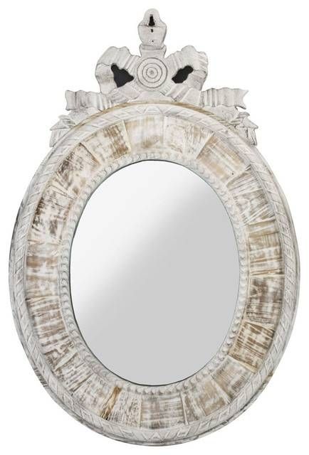 Judy French Country Oval White Wash Mirror – Traditional – Mirrors With Oval French Mirrors (View 17 of 30)
