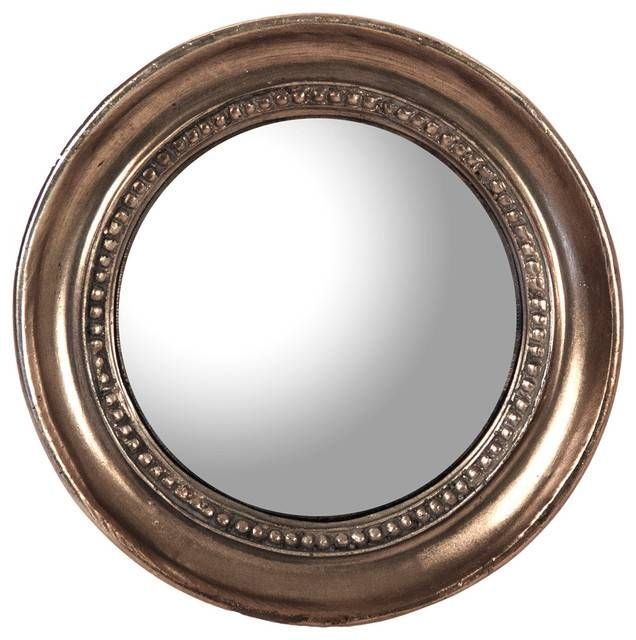 Julian Antique Bronze Distressed Small Round Convex Mirror Pertaining To Small Round Convex Mirrors (Photo 7 of 20)