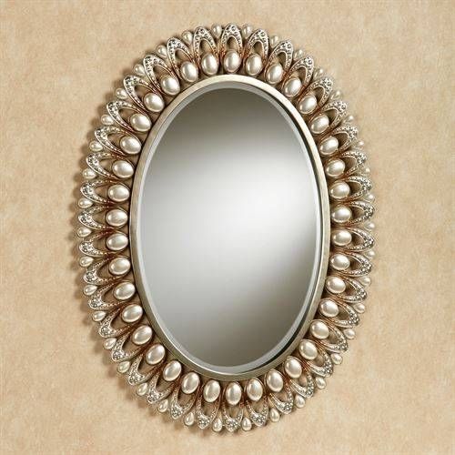 Julietta Pearl Oval Wall Mirror Throughout Champagne Wall Mirrors (Photo 19 of 20)