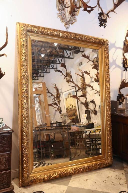 Large Antique French Carved Gilt Floor Mirror With Oak Leaf Detail Within Antique French Floor Mirrors (View 17 of 20)