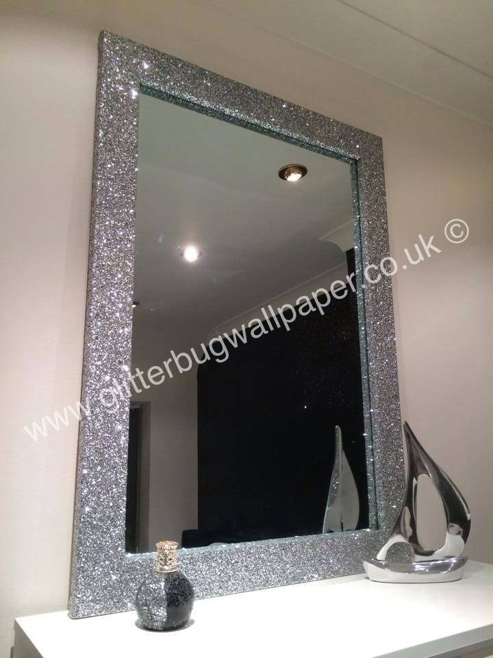 Large Bespoke Glitter Mirror – Glitter Bug Wallpaper Pertaining To Glitter Wall Mirrors (Photo 1 of 30)