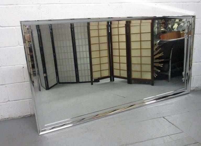 Large Chrome Framed Beveled Mirror For Sale At 1stdibs Throughout Chrome Wall Mirrors (Photo 16 of 20)