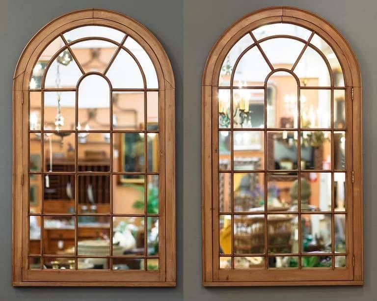 Large Georgian Arched Window Pane Mirrors (h 49 3/4 X W 28 1/2) At With Large Arched Mirrors (Photo 1 of 20)