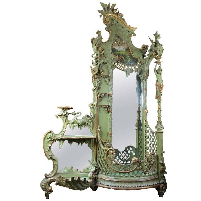 Large Gilt Rococo Style Venetian Hall Tree With Mirror Stand For With Rococo Floor Mirrors (Photo 4 of 30)