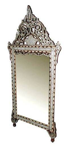 Large Middle Eastern Syrian Mirror Inlaid With Mother Of Pearl For Reproduction Antique Mirrors (Photo 9 of 20)