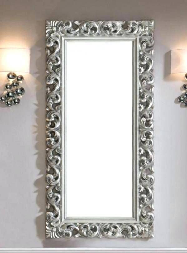 Large Ornate Mirror In Silver Colour Finishvery Contemporary With Regard To Silver Ornate Wall Mirrors (Photo 10 of 20)