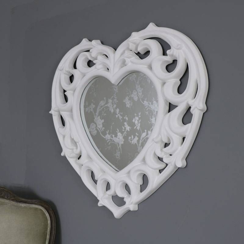 Large Ornate White Filigree Heart Wall Mirror – Melody Maison® Pertaining To Heart Wall Mirrors (Photo 9 of 20)