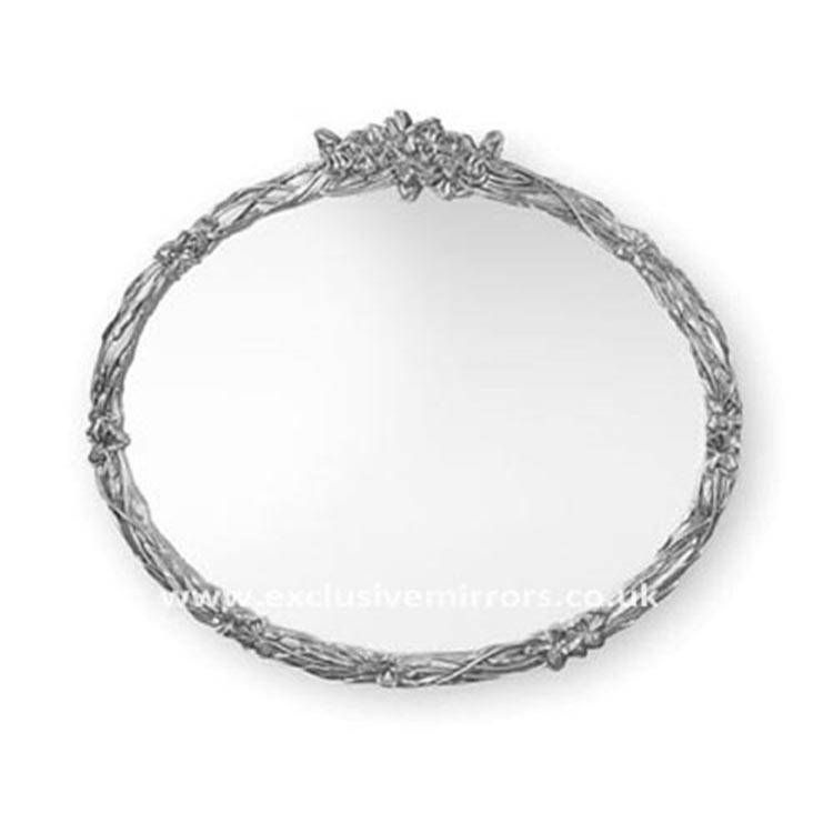 Large Oval Mirror With Silver Leaf Effect Frame 127 X 117 Cm Large Throughout Oval Silver Mirrors (Photo 1 of 20)
