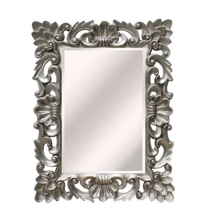 Large Rectangular Mirror With Ornate Antique Silver Frame With Regard To Large Antique Silver Mirrors (View 20 of 20)
