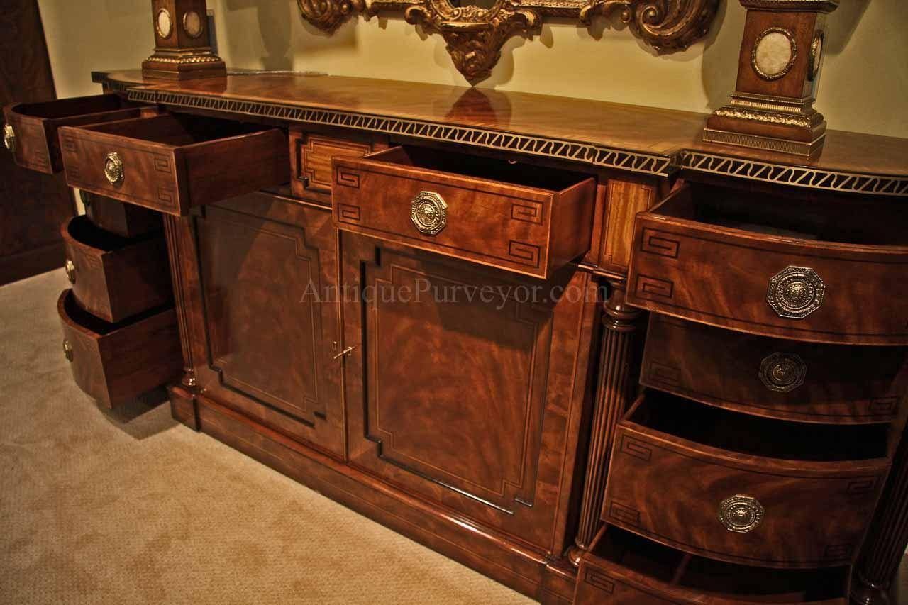 Large Regency Style Flame Mahogany Sideboard Or Credenza For Large Buffets And Sideboards (Photo 3 of 20)